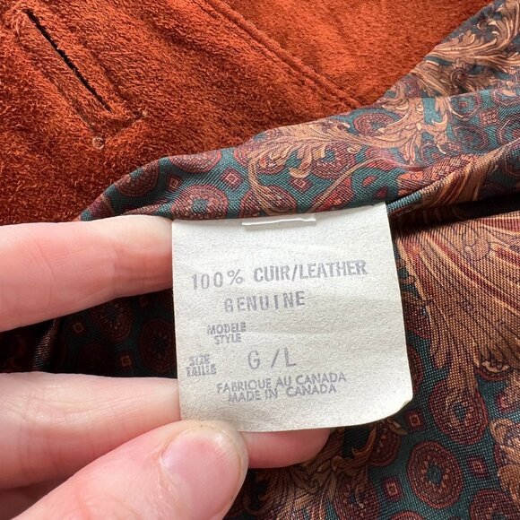 Vintage Leather & Suede Oversized Blazer Jacket Coat Long Preppy Grunge European - Picture 4 of 6